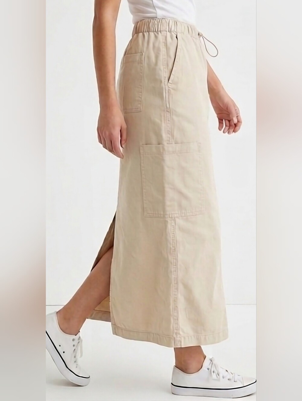 BDG Urban Outfitters Women's 100% Cotton Maxi Cargo Skirt Cream Small